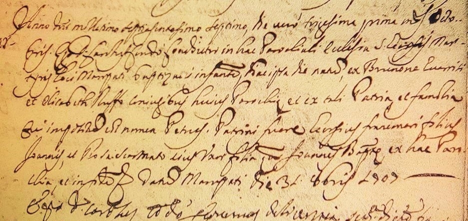 Brunone Guerrisi e Elisabeth dichiarano il figlio Pietro nato il 31 ottobre 1707